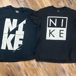 Nike Black Short Sleeve Tee with White Block Logo - Pair